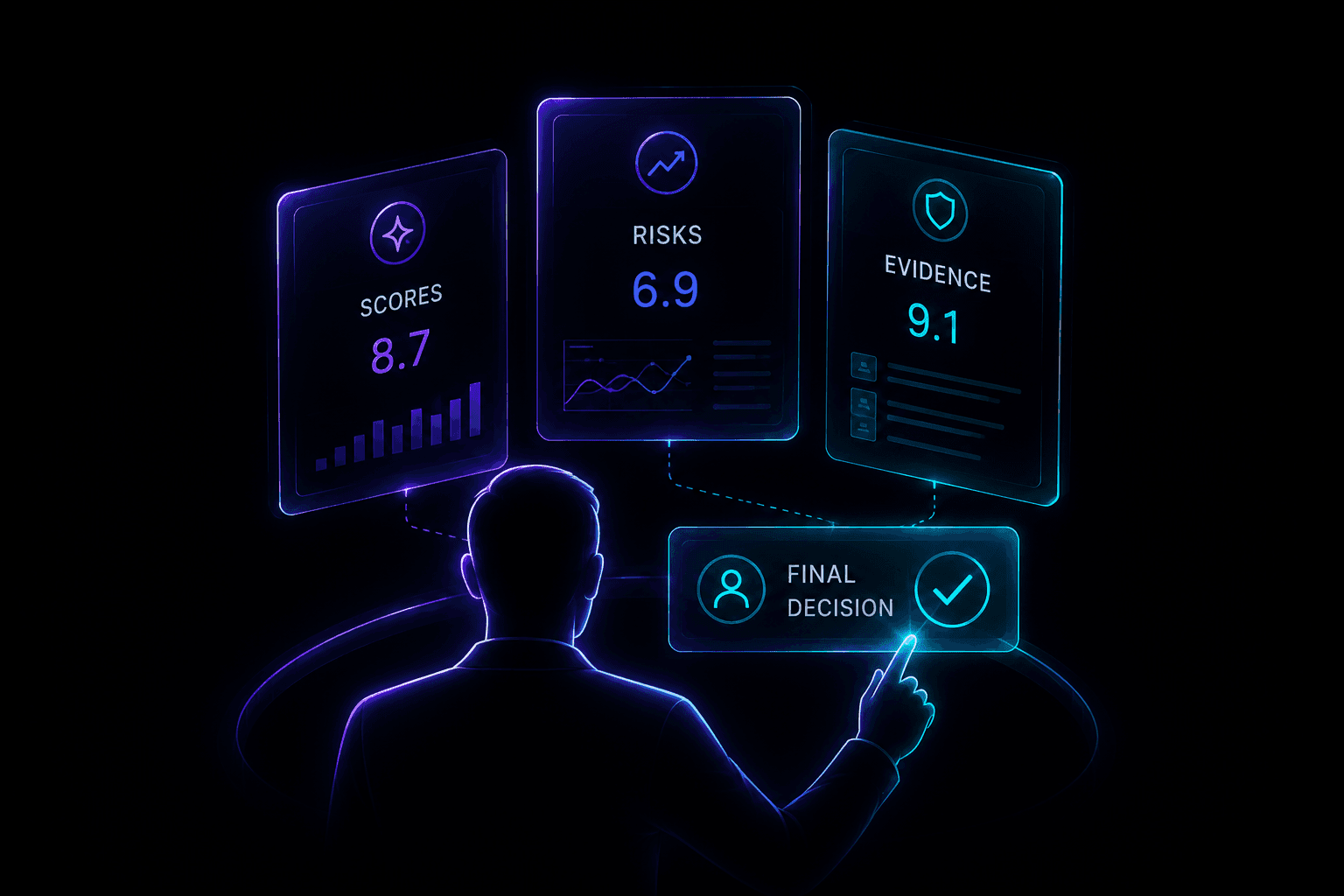 A person weighing scores, risks and evidence into the final decision
